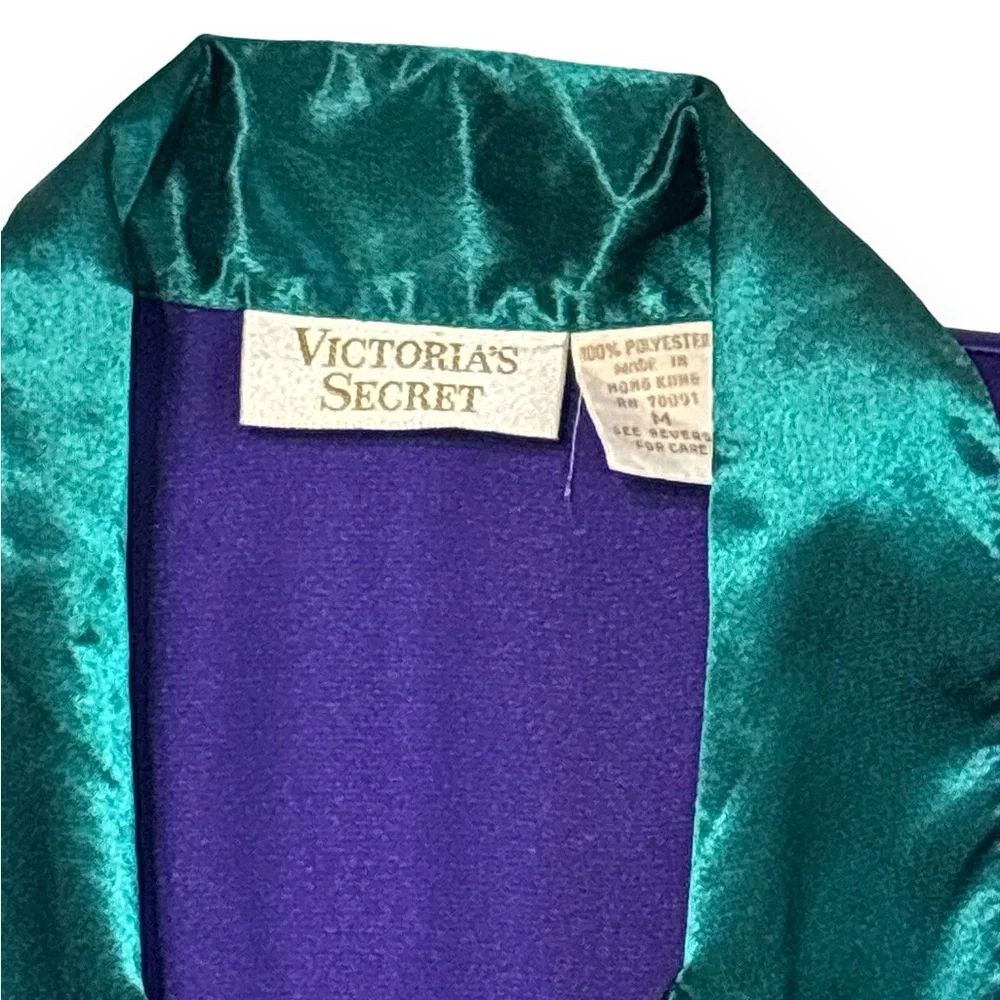VICTORIA’S SECRET Green & Purple Gold Label Oversized Satin Button Down …